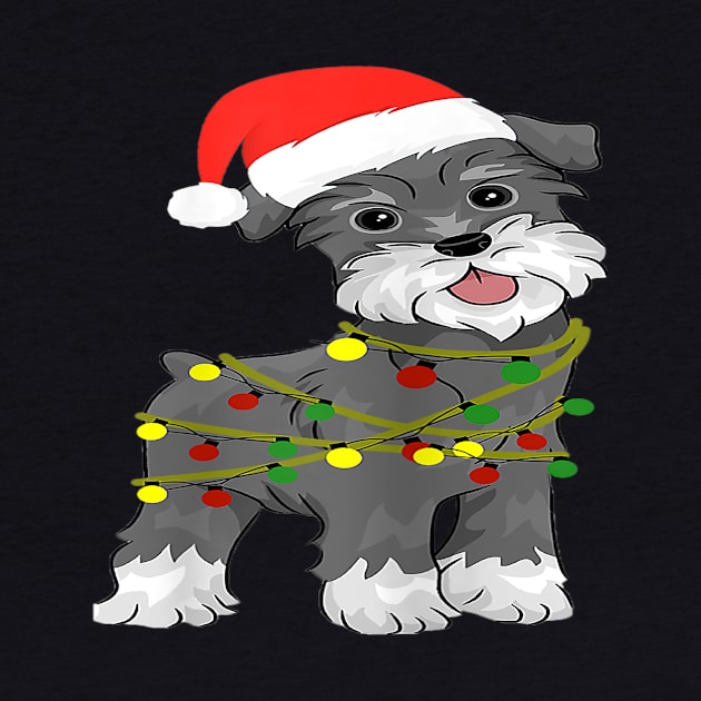 Cute Schnauzer Santa Hat Christmas Dog Gift by Barnard